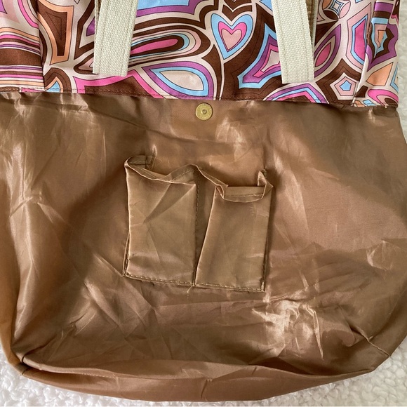 Retro colorful Avon purse, multicolored tote with bronze handles - Picture 2 of 9